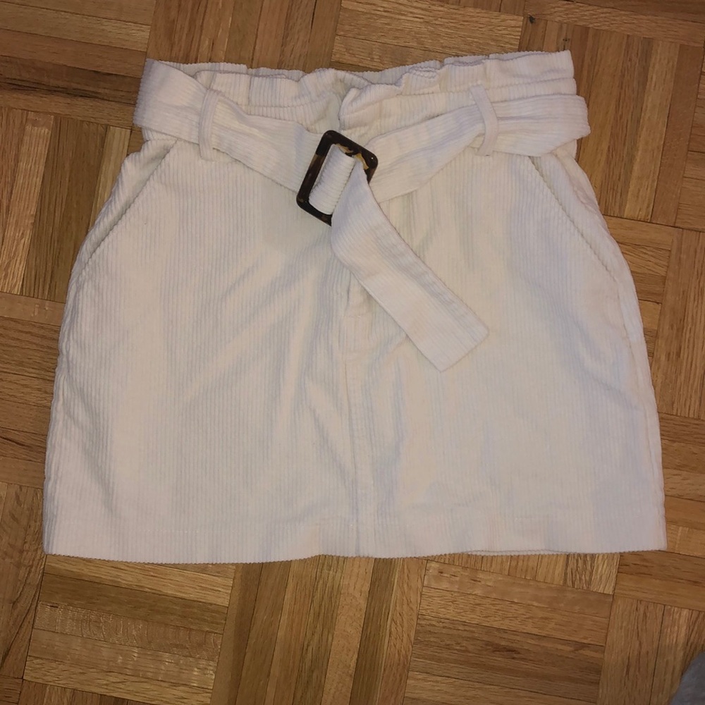 Corduroy cream high waisted mini skirt